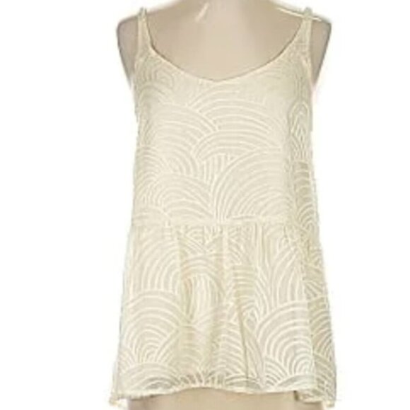 Anthropologie HD in Paris Cream Textured Velvet Peplum spaghetti strap Sze Small - Picture 1 of 6